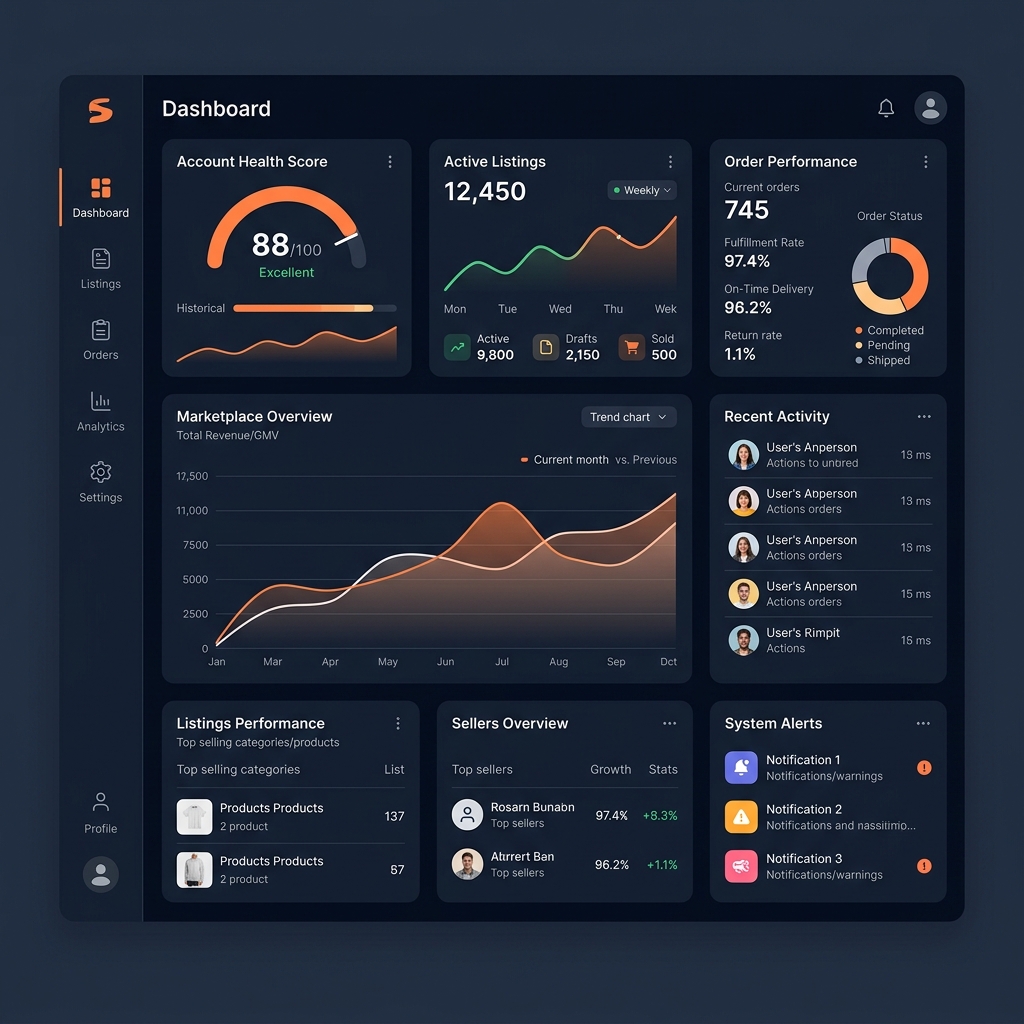 Marketplace Account Health Dashboard Workspace UI Simulation