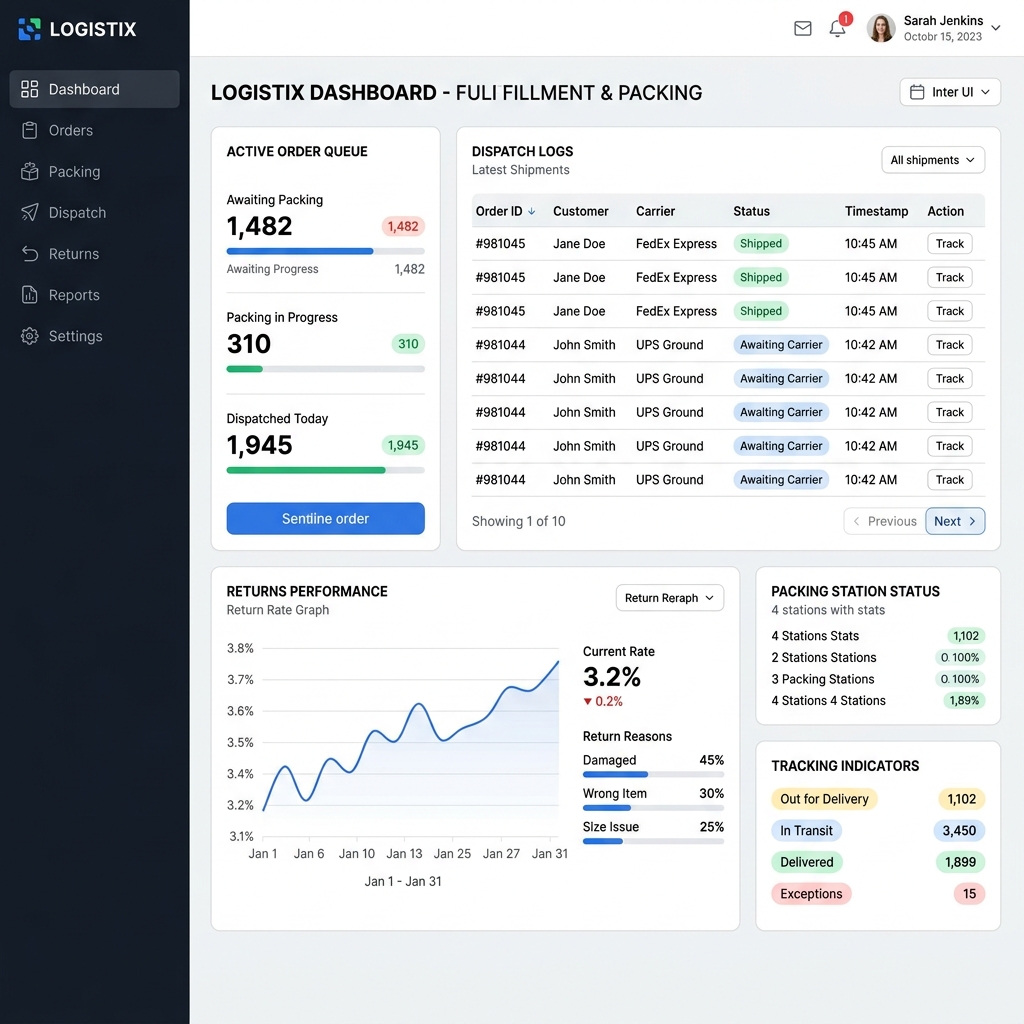 Marketplace inventory warehouse coordination dashboard UI simulation