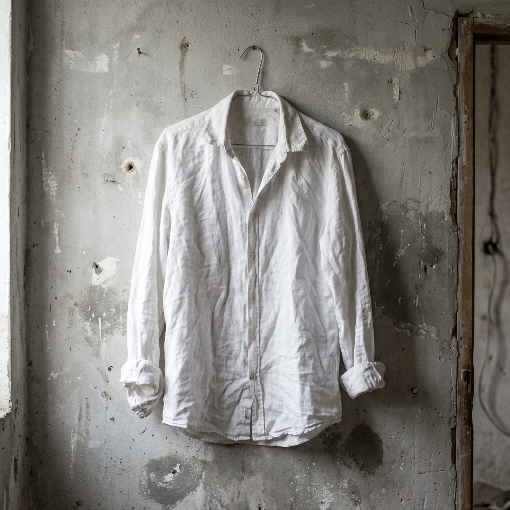 Wrinkled shirt hanging bad photo