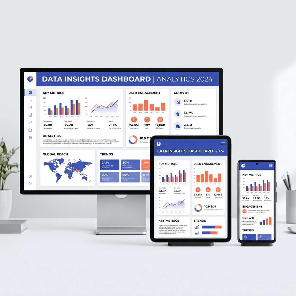 Infographics scaling across desktop, tablet, and phone screen dimensions