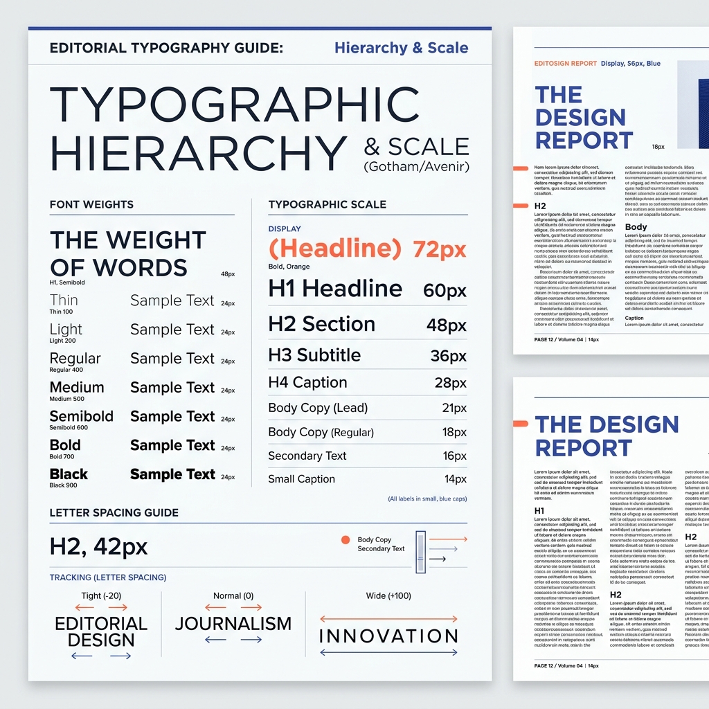 Editorial typography scale and hierarchy rules demonstration