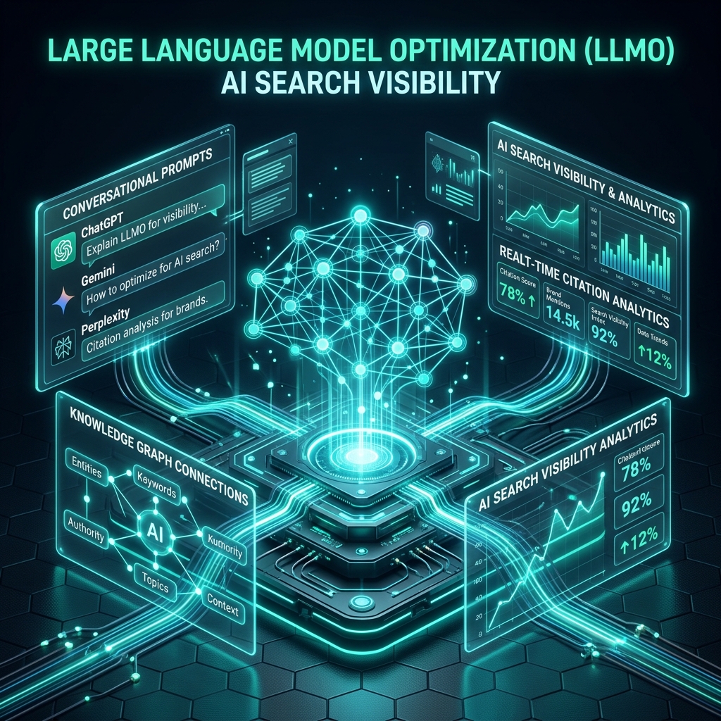 Large Language Model Optimization (LLMO) 1:1 Graphic