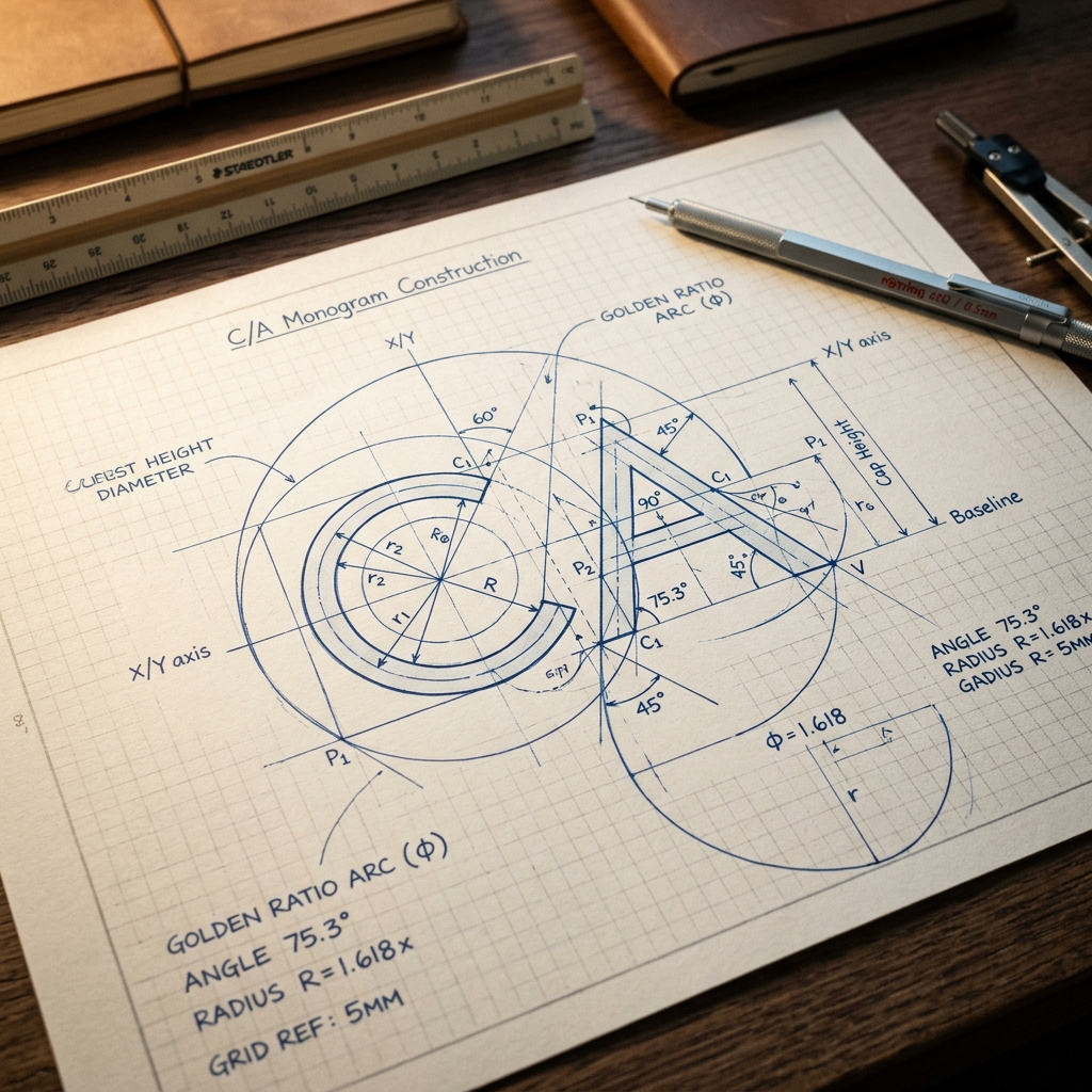 Logo Construction Blueprint Details