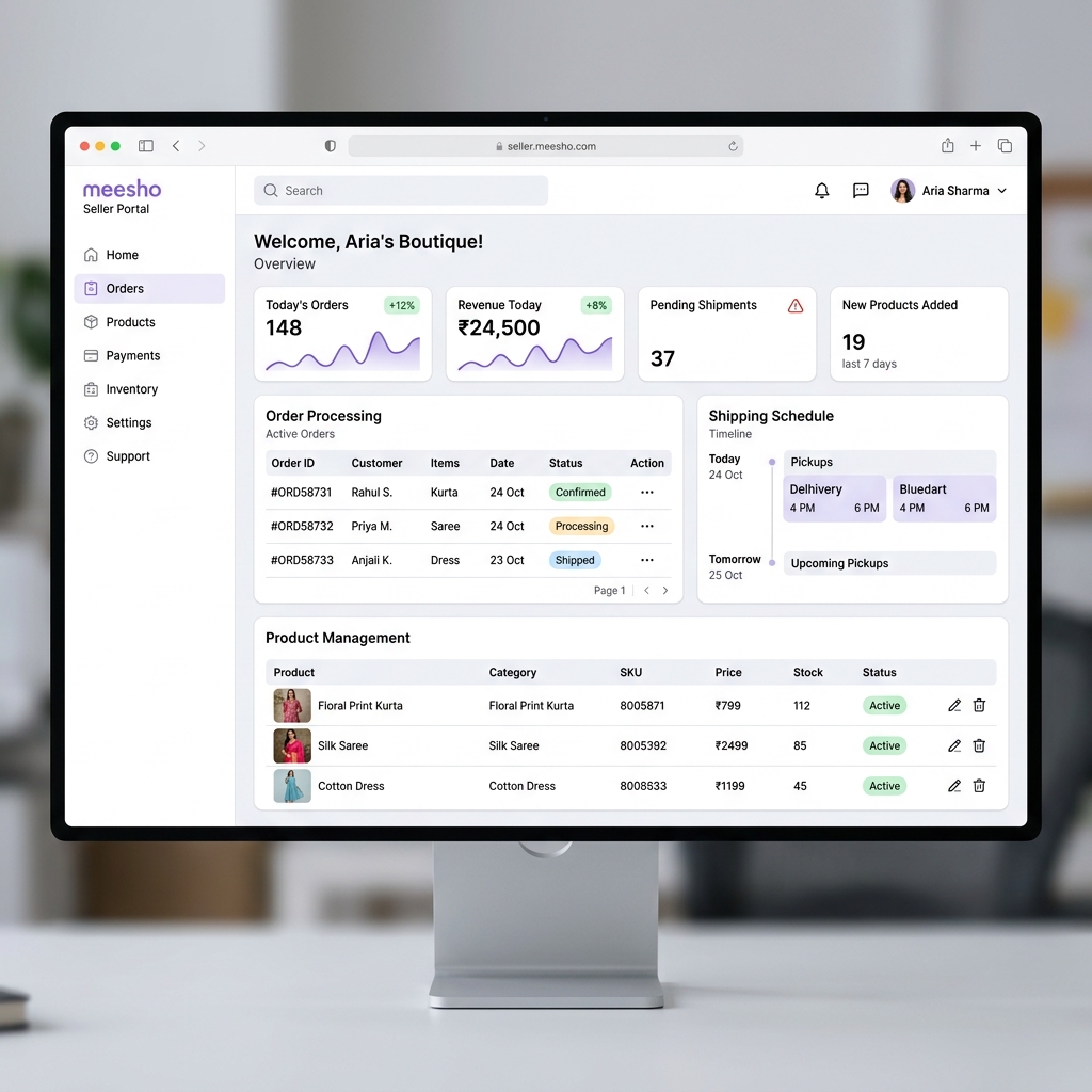Meesho Warehouse Operations Management Dashboard Mockup