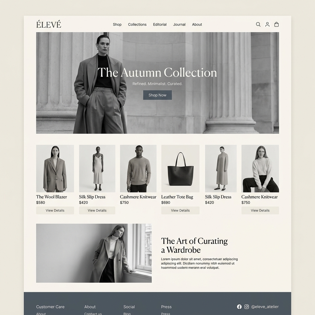 Editorial Fashion E-Commerce Storefront