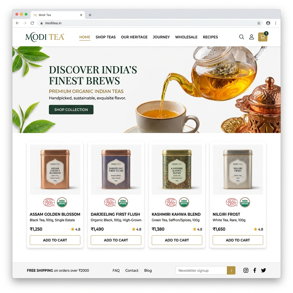 Modi Tea E-Commerce Website by NITIX Digital Co.