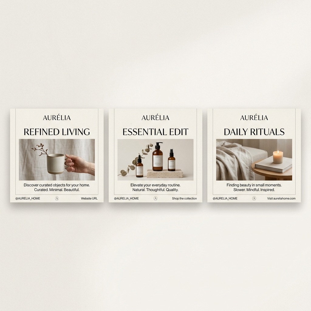 A series of branded social media creatives showing continuous layout consistency