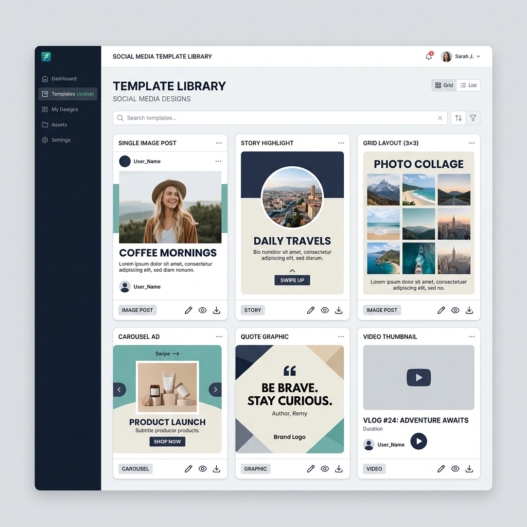 Clean visual collection of brand asset templates open on a screen mockup