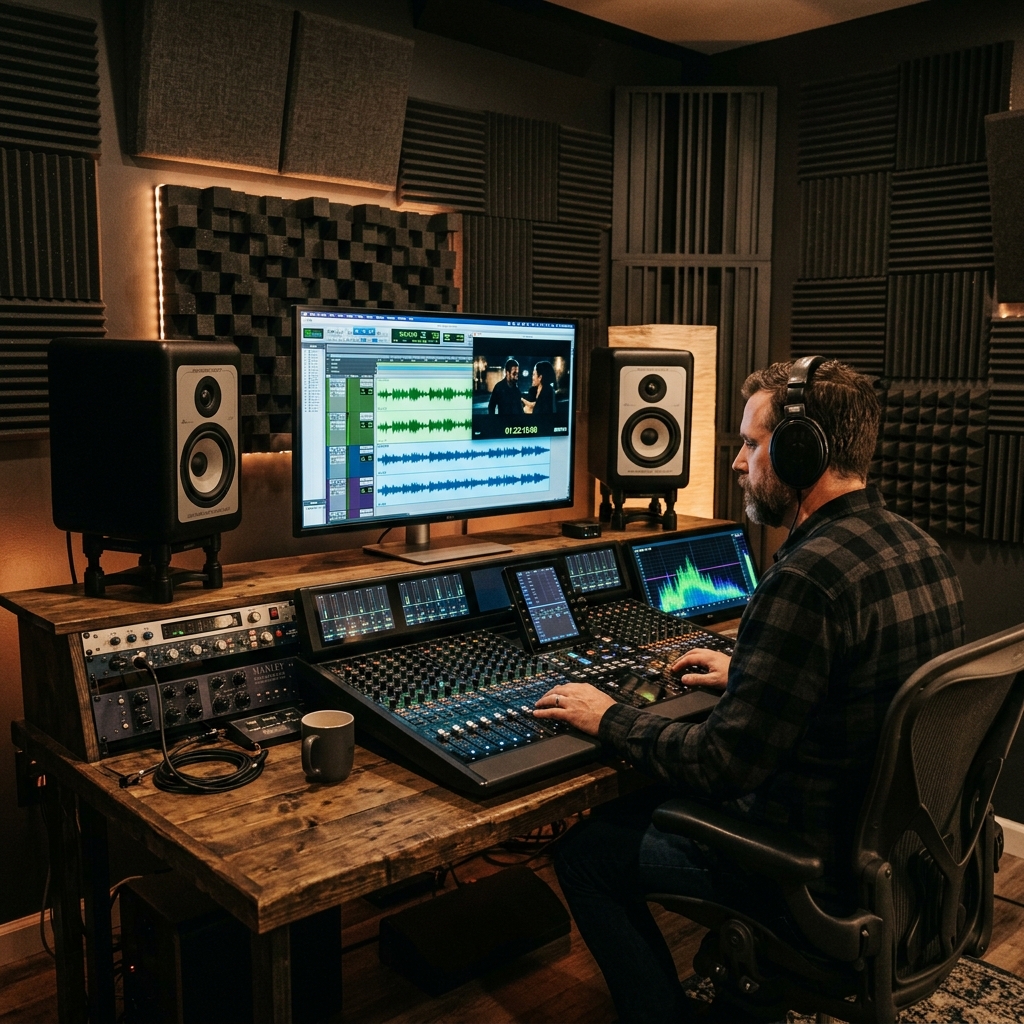 Audio recording and sound engineering desk